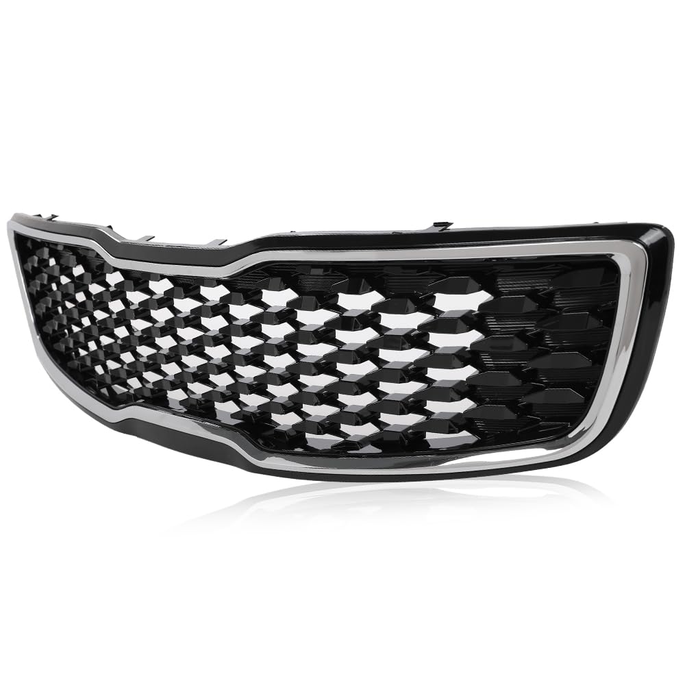 G-PLUS Front Upper Bumper Grille Grill Chrome & Black Compatible with Kia Forte5 Hatchback EX LX 2017 2018 86350-A7810, 86350A7810, 86350A7830, 86350-A7830