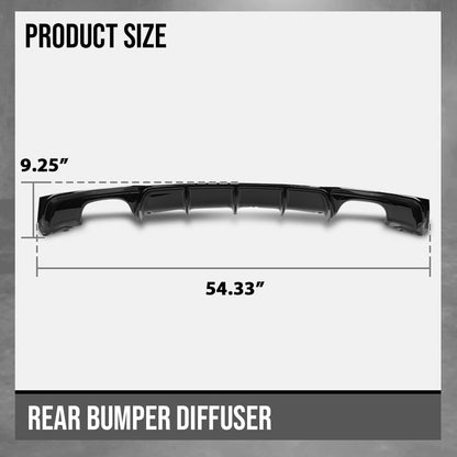 G-PLUS Rear Diffuser Fit BMW 3 Series F30 Sedan F31 Touring M-Tech Performance M Sport Bumper Model 2012-2018 M Performance Style (Single Sided Dual Output) Rear Bumper Diffuser Gloss Black