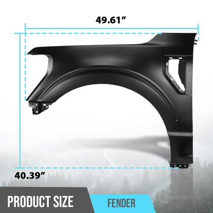 G-PLUS Front Left Driver Side Fender Compatible with Ford F150 2021-2023 FO1240337, ML3Z16006A-PFM Black