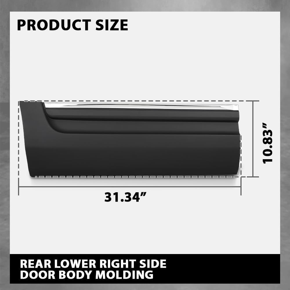 G-PLUS Rear Right Door Body Molding Trim, Compatible with Ford Explorer 2011-2014, Passenger Side, BB5Z7825556BA Black&Silver