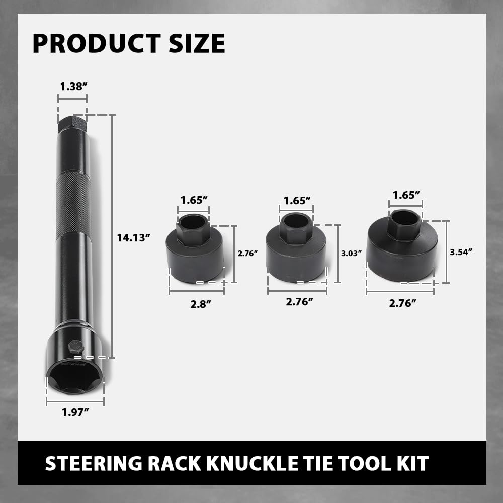 G-PLUS Axial Joint Remover & Installer Steering Rack Knuckle Tie Tool Kit 45 Steel 4 PCS Black