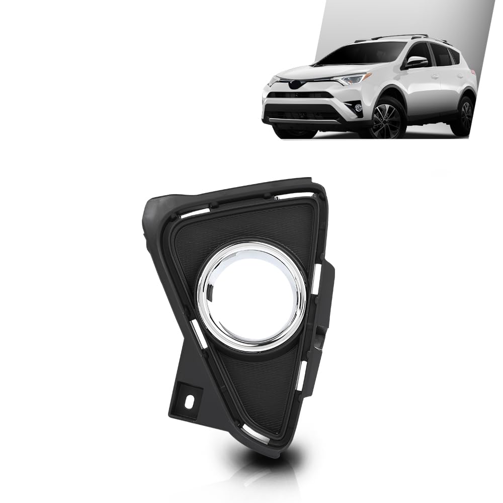 G-PLUS Fog Light Bezel Lamp Trim w/Chrome Left Driver Compatible with Toyota RAV4 2016-2018 520400R030