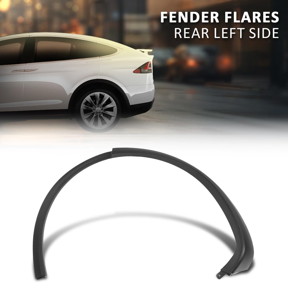 G-PLUS Rear Left Fender Wheel Flare Molding Trim Arch Compatible with Tesla Model X 2016-2021 1032529000E, JYH8583MBKL, 103529000G, 1035290-00-G, 1035290-00-E Wheel Opening Molding Arch Trim Black