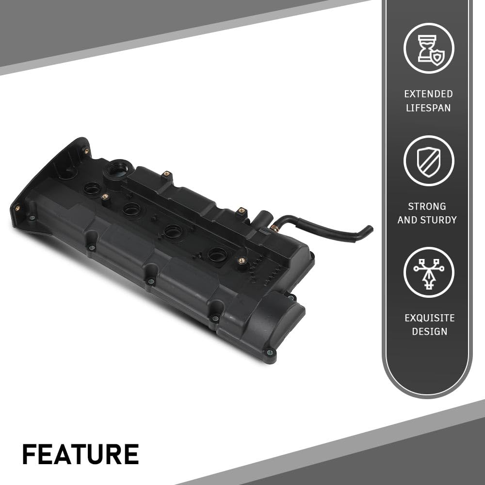 G-PLUS Engine Valve Cover w/Gasket 22410-23100 Compatible with Hyundai Elantra 2004-2006/ Tiburon 2004-2008/ Tucson 2005-2009, Fit Kia Spectra 2004-2009/Spectra5 2005-2009/ Sportage 2005-2010