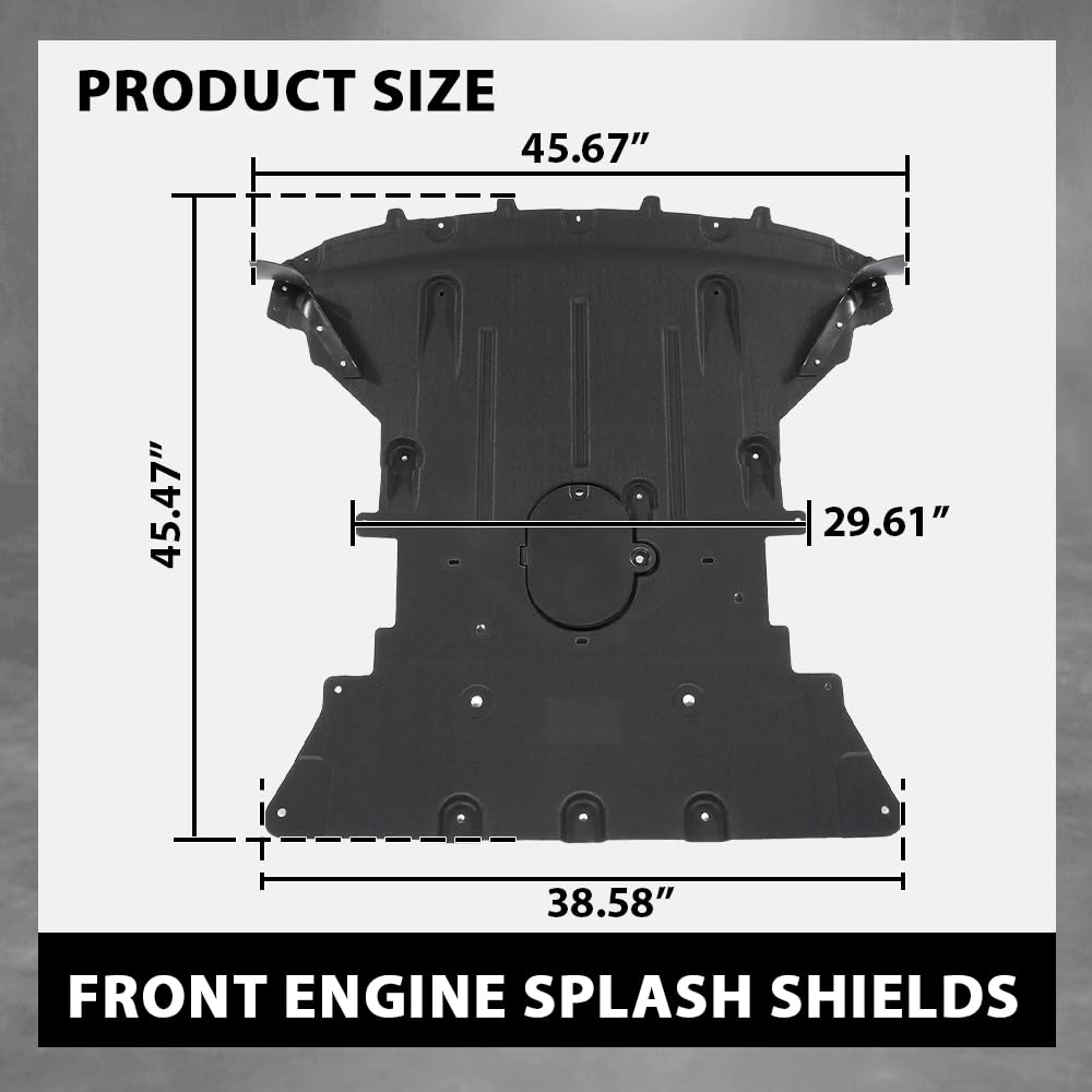 G-PLUS Front Engine Splash Shields, Compatible with Jeep Grand Cherokee 2022-2024/ Cherokee L 2021-2024, 68377818AF, CH1228178