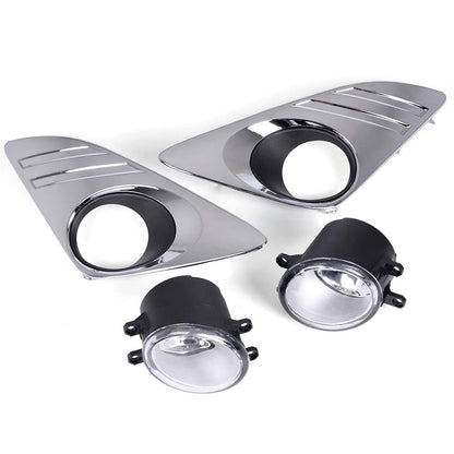G-PLUS Bumper Fog Lights Assembly Compatible With 2012-2014 Toyota Camry L/LE/XLE(NOT Fit SE Models) W/Chrome Cover & Bulbs Wiring Kit & Switch,A Pair