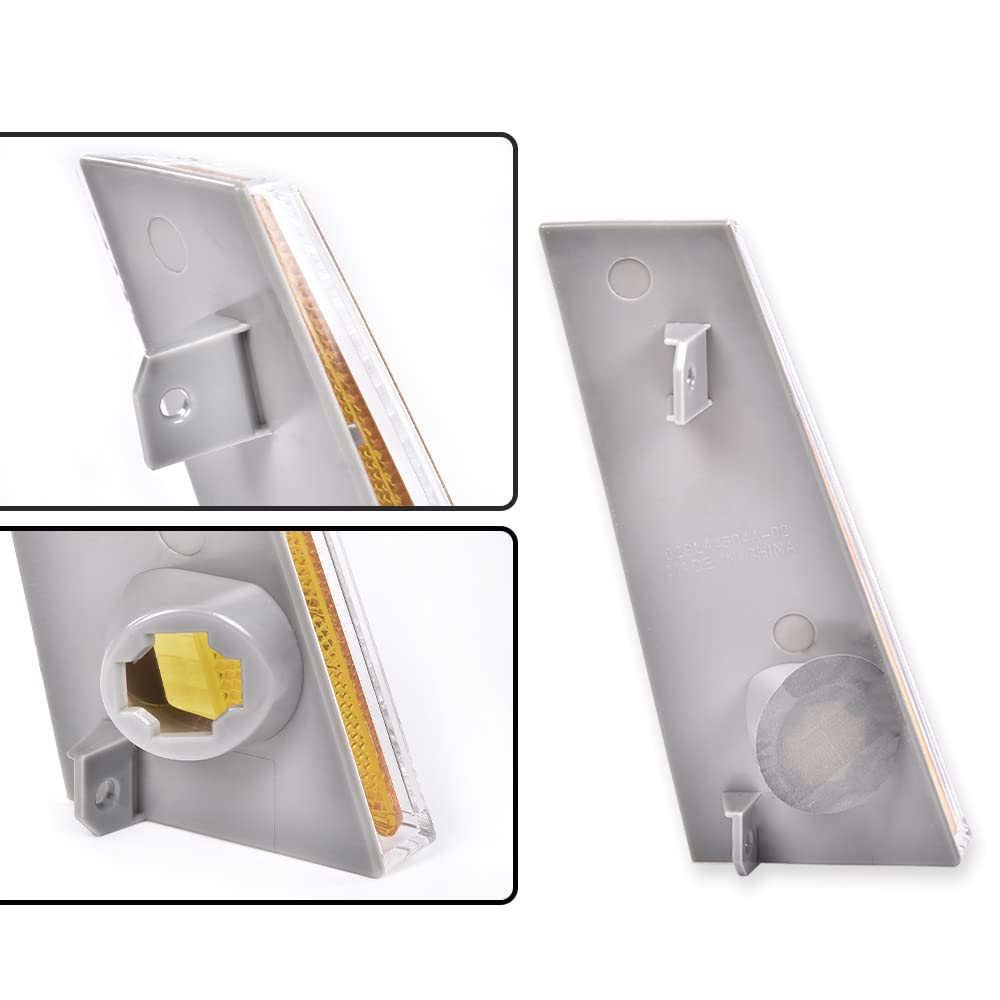 G-PLUS Side Marker Turn Light Lenses Compatible with Chevy Malibu & El Camino 1978-1979 Clear & Amber Lens Gray Housing Side Marker Lamps Cover 913607 913608 5969443 5969445