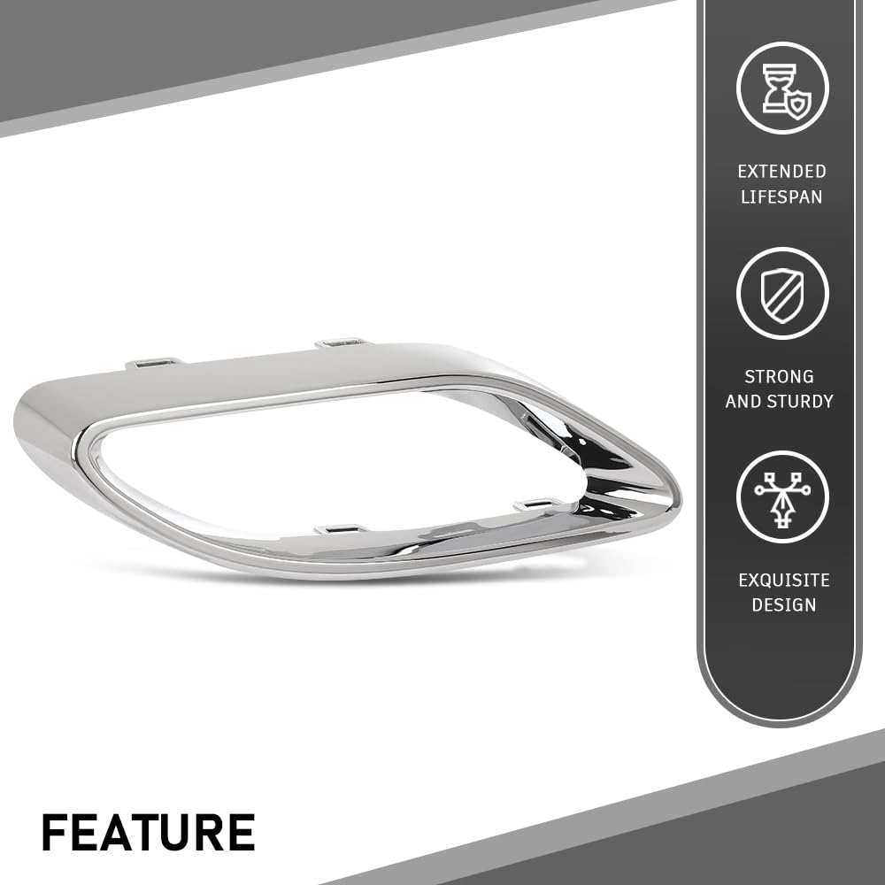 G-PLUS Rear Right Bumper Cover Exhaust Pipe Hole Trim Frame, Compatible with Benz E400 A220 E450 E350 E53 2018-2023, Passenger Side, 2058852321, MB1139107