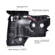 G-PLUS LED Tube Headlights for Ford F150 2009-2014 Clear Lens Chrome Housing Product Details