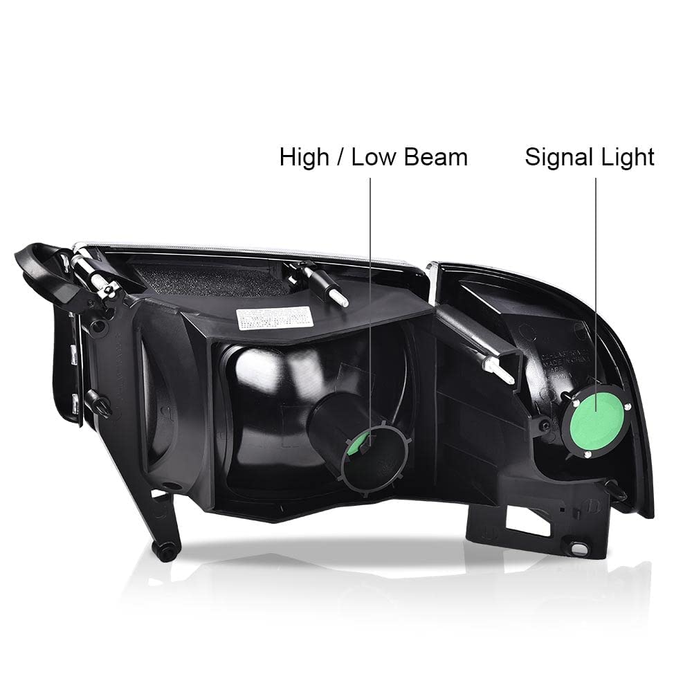 G-PLUS Headlights, Fit 1994-2001 Dodge Ram 1500/1994-2002 Ram 2500 3500,Not fit Ram Sport, Headlamps Clear Lens Black Housing Amber Reflector w/o Bulbs Bumper Headlamps,faros delanteros Assembly