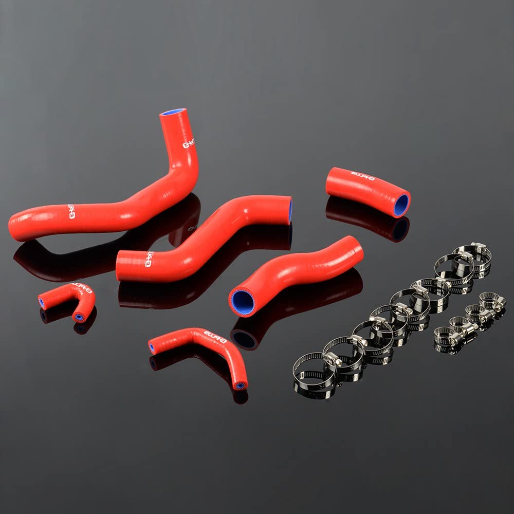 G-PLUS Silicone Radiator Hose Coolant Pipe Clamps Kit Compatible With Kawasaki ZRX1200R 2002-2007 2003 2004 2005 2006 Red