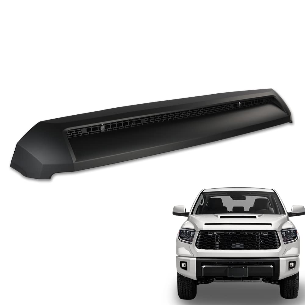 G-PLUS Front Upper Hood Bulge Molding Grille & Bumper Lower Grille Insert Compatible with 2014-2021 Toyota Tundra 761800C030C0 TO1231102 Black