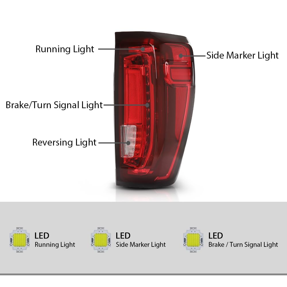 G-PLUS LED Tail Light Assembly Rear Brake Lamp Right Fit 2019-2023 GMC Sierra 1500,Fit 2020-2023 GMC Sierra 2500HD 3500HD,for w/Factory Full LED Tail Light Models Only 84565922 GM2801310 Red