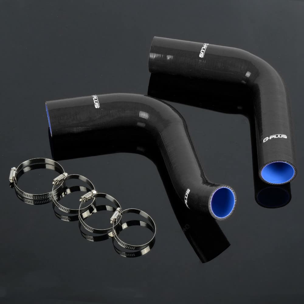 G-PLUS Silicone Radiator Coolant Hose Pipe Kit Clamps Compatible with Ford 7.3L 2001-2003,Powerstroke Diesel OEM Upper & Lower Radiator Coolant Hose Black