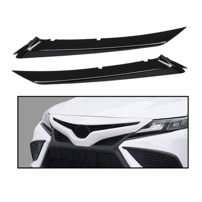 G-PLUS Front Grille Headlight Trim Molding Black Pair - Compatible with Toyota Camry Hybrid SE 2018-2021 / Camry SE Nightshade 2020 - 5271206100, 5271306100 Glossy Black