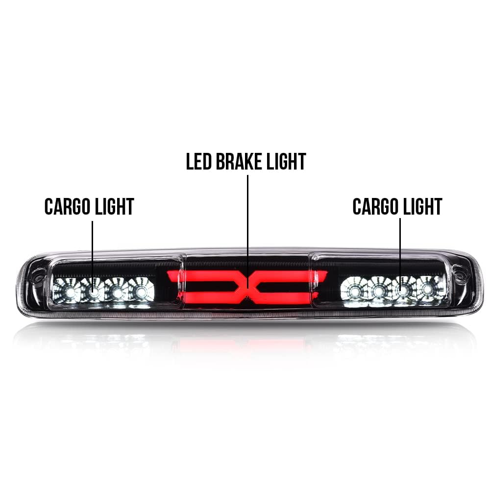 G-PLUS LED Third TailType X Brake Light High Mount Stop Lamp Reverse Light Turn Signal Light Compatible with Chevy Silverado/GMC Sierra 1500 2500 3500 & HD Models 1999-2006 5978318 16525205 Clear Lens