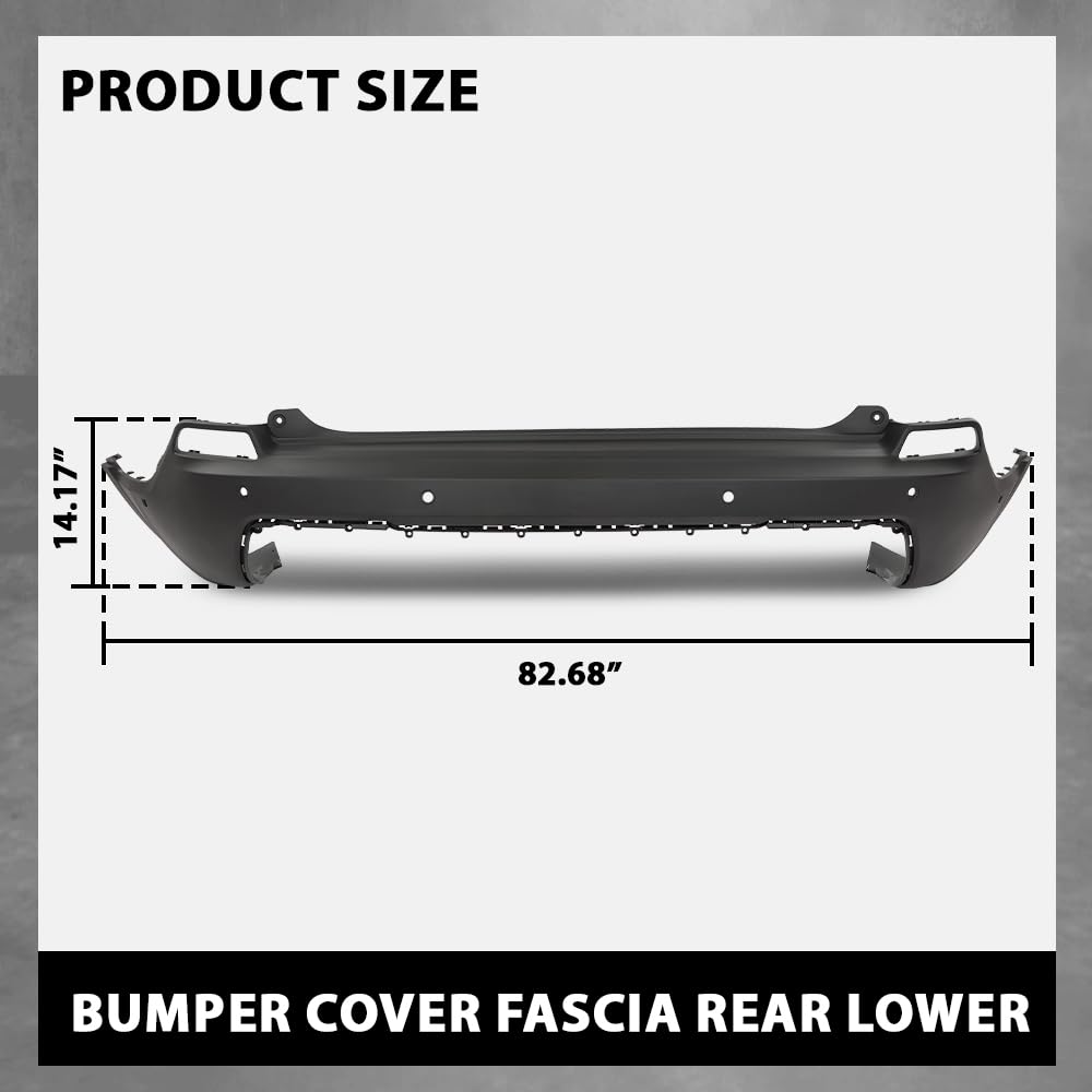 G-PLUS Rear Lower Bumper Cover Fascia Compatible with Jeep Cherokee 2019-2023, Fit Models with Advanced Park Assist System, 68407957AA, CH1100A49, Black