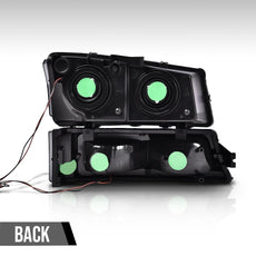 G-PLUS LED DRL Headlights for Chevy Avalanche 1500 2500 2003-2006 Black Housing Close-up View