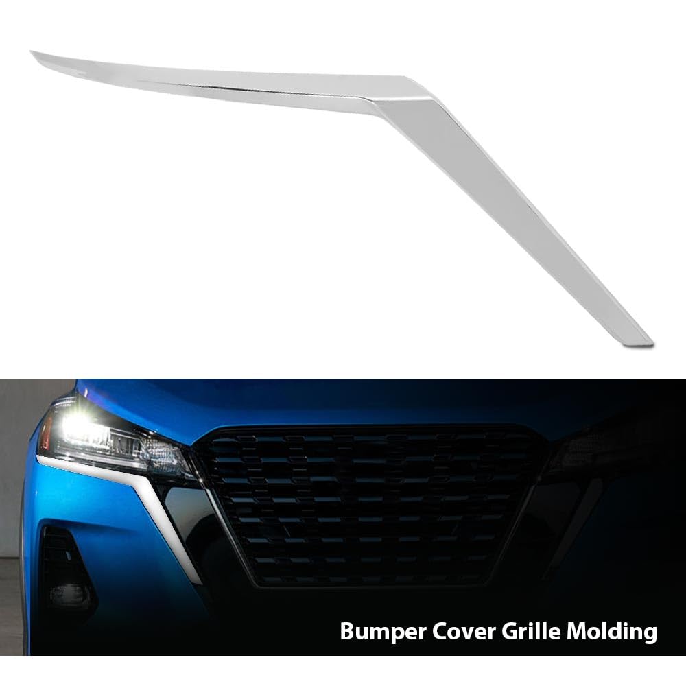 G-PLUS Front Right Side Bumper Cover Molding Chrome Trim 1pc Silver Compatible with Nissan Kicks 2021-2023 (For S And SV Models) NI1047111, 191275878071, 620745R00A