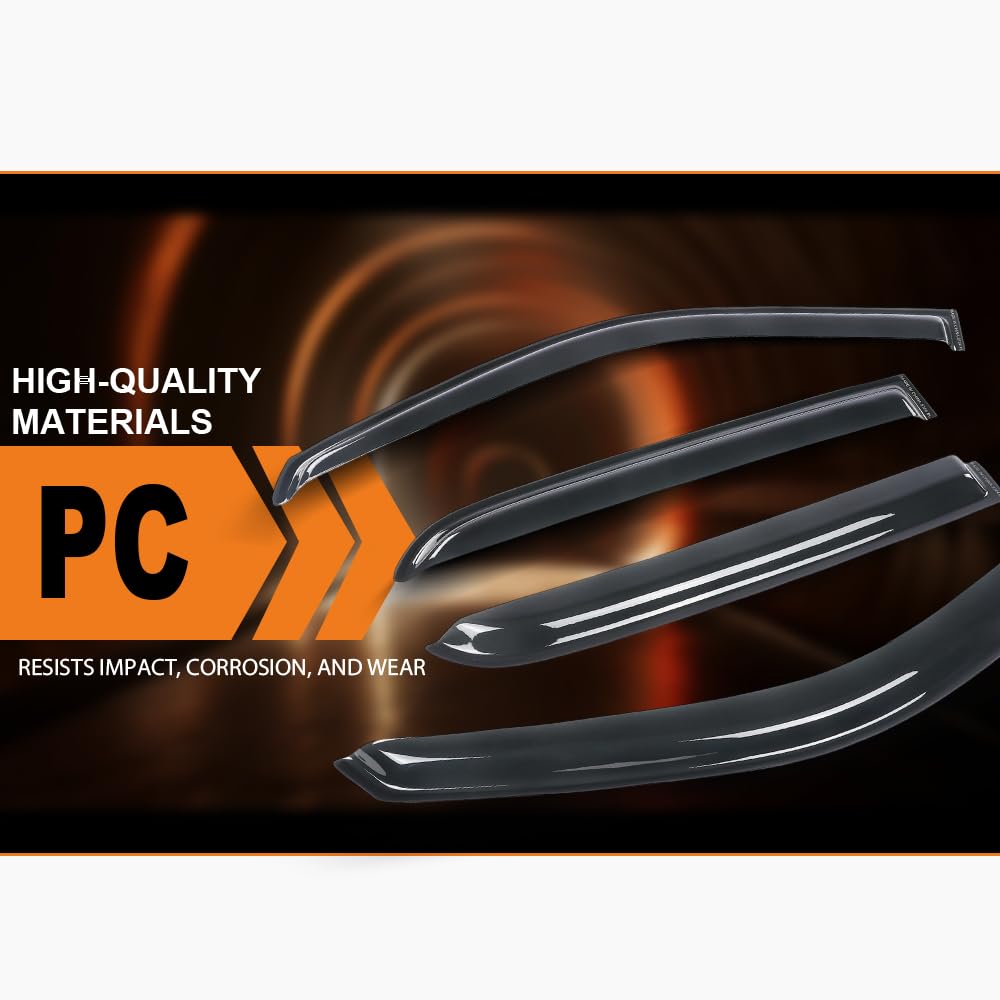 G-PLUS Out-Channel Rain Guards Shields Vent Deflector Shade Wind Compatible with Dodge Ram 2500 3500 Crew/Mega Cab Only 2010-2025 4PCS Smoky