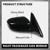 G-PLUS Power Mirror Right Passenger Side Compatible with Honda Accord 4-Door 2003-2007 Manual Folding 3-Pin HO1321152 76200SDAA13ZA Glossy Black