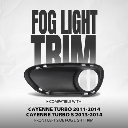 G-PLUS Fog Light Trim Driving Lamp Front Driver Left Side Hand Compatible with Porsche Cayenne Turbo 2011 2012 2013 2014, Fit Porsche Cayenne Turbo S 2013-2014 95850509300, PO1038105 Black