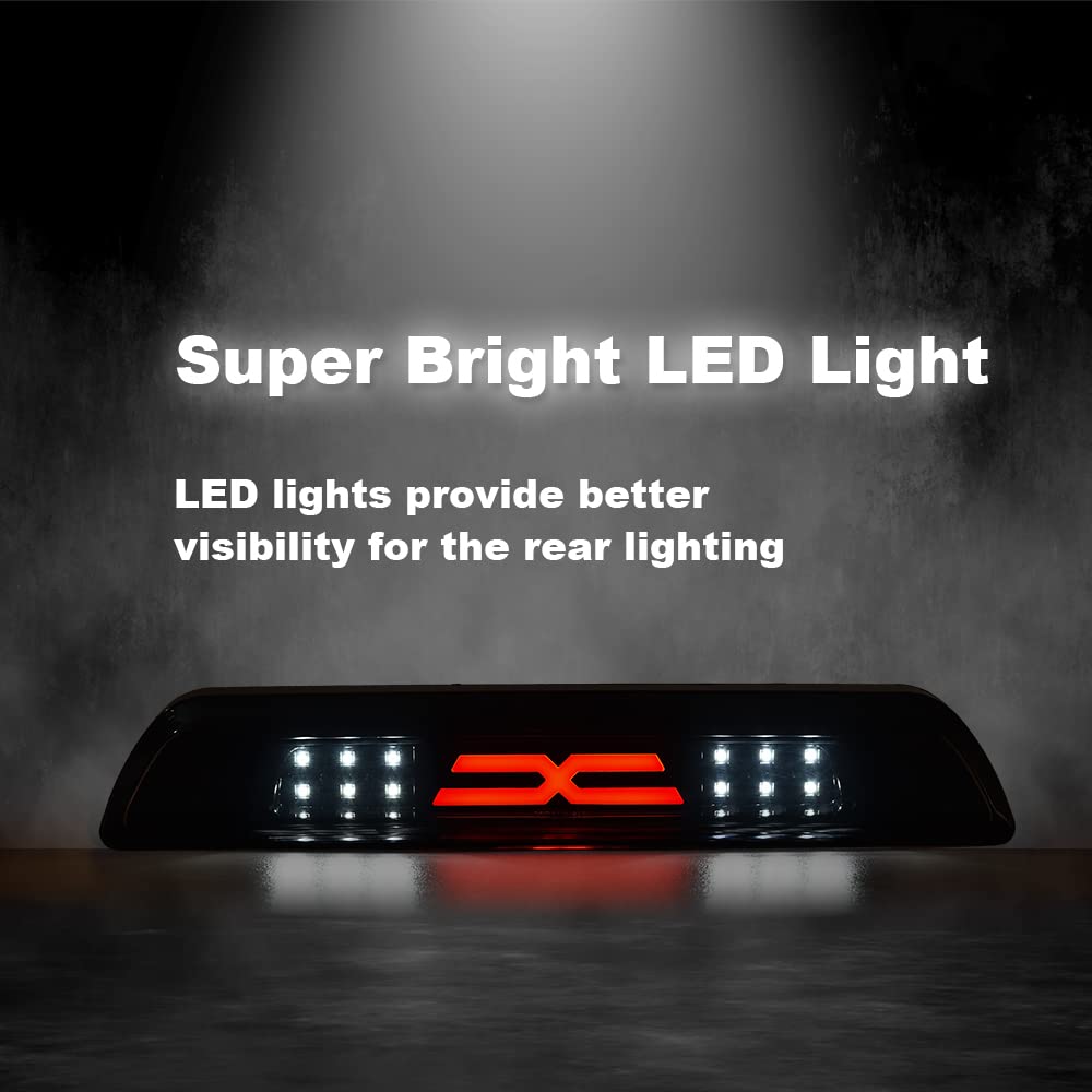 G-PLUS LED Third Brake Light Compatible with Toyota Tundra 2007-2018, 3rd High Mount Cargo Light, Type X, Smoky Lens Black Housing, 81570-0C050