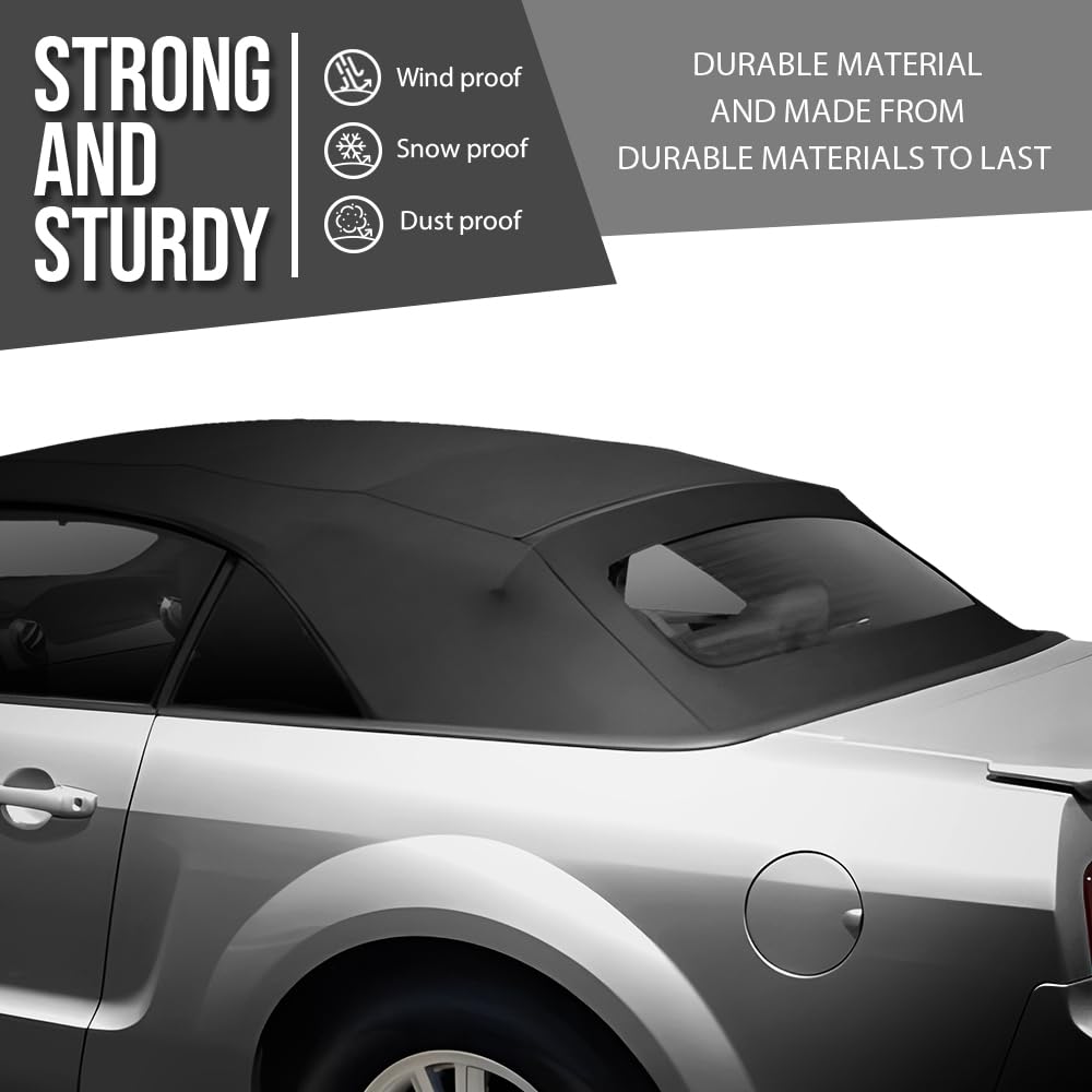 G-PLUS Canvas Convertible Soft Top w/Plastic Window Compatible with Ford Mustang 2005-2014 Black