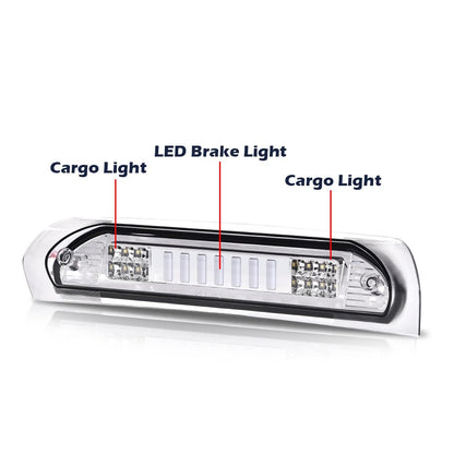 G-PLUS LED Third Brake Light Compatible With 2002-08 Dodge RAM 1500/2003-09 Dodge RAM 2500 3500,5072594AB, 5072594AD, 5072594AC 3RD LED Bar Brake/Cargo Lamp,Type I (Chrome Housing Clear Lens)