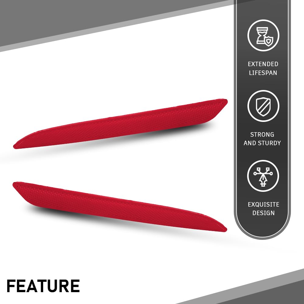 G-PLUS Pair Rear Bumper Reflector Light, Compatible with Benz 220a 180A 1954-1959/ ML63 ML550 ML350 GL550 GL63 GLE53 S65 2012-2024, Left & Right Side 2PCS, 2228200374, 2228200474