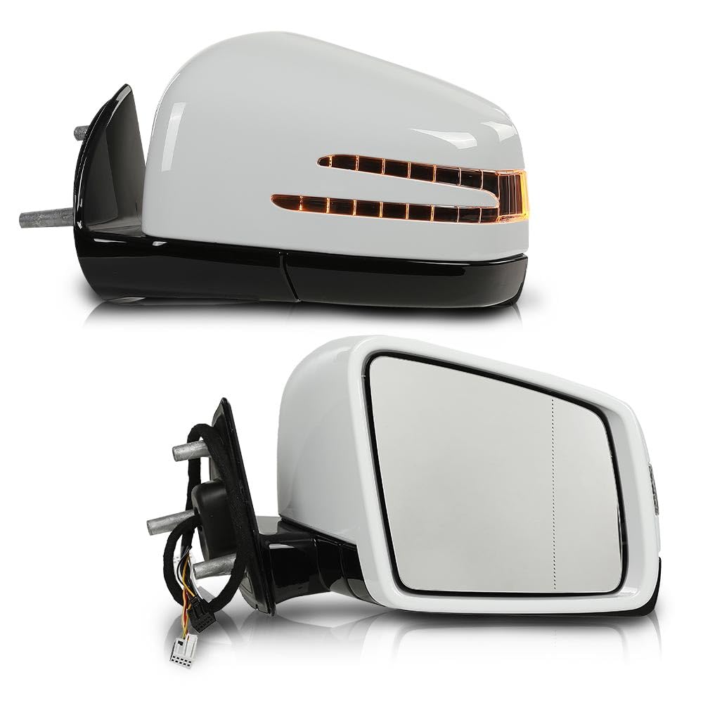 G-PLUS Rear View Side Mirror w/o Blind Spot Driver and Passenger Side Compatible with Benz M GL Class ML63 ML350 ML300 ML500 W164 X164 GL350 GL450 GL550 2005-2011 1648105193 1648104693 White