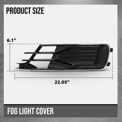G-PLUS Front Bumper Foglight Cover Grill Compatible with Audi A6 C7 2014-2018, Not Fit S-Line Model 1028143, 4G0807647 Chrome Black