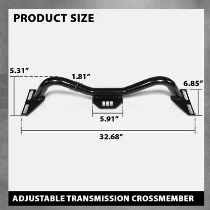 G-PLUS Adjustable Transmission Crossmember Compatible with Chevy Silverado GMC Sierra C10 C20 2WD Truck Blazer and Suburban 1963-1987 CP9427, CP-1108G