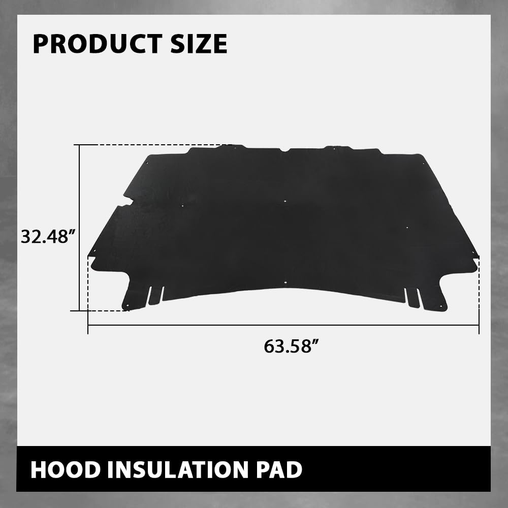G-PLUS Hood Insulation Pad 1/2" Heat Blanket & Clips Compatible with Dodge Ram 1500 2002-2008/Fit Dodge Ram 2500 3500 2003-2009