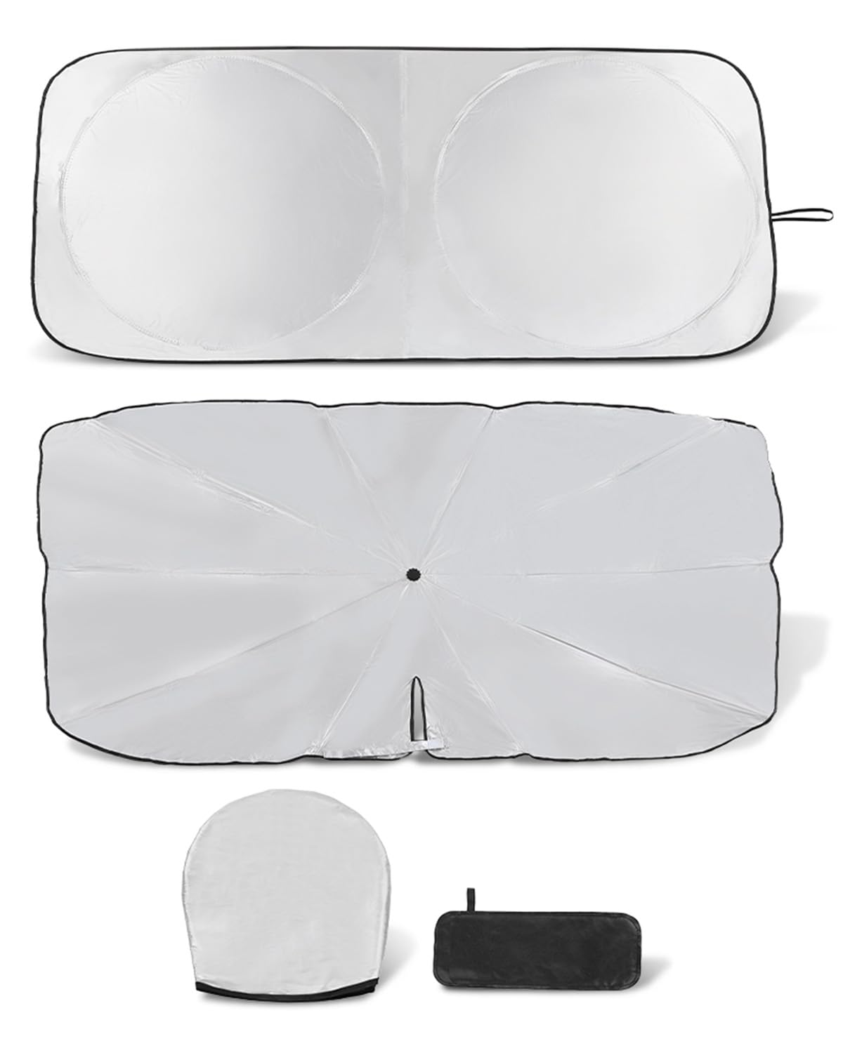 Retractable Windshield Sun Shade for car Windshield Sun Shade,99% UV Blocking,Long-Frequency and Short-Frequency Demand,Small(Sunshade 59.06"x27.56",Umbrella 55.12"x31.5")