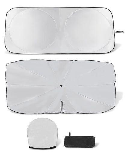 Retractable Windshield Sun Shade for car Windshield Sun Shade,99% UV Blocking,Long-Frequency and Short-Frequency Demand,Small(Sunshade 59.06"x27.56",Umbrella 55.12"x31.5")