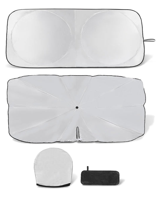 Retractable Windshield Sun Shade for car Windshield Sun Shade,99% UV Blocking,Long-Frequency and Short-Frequency Demand,Small(Sunshade 59.06"x27.56",Umbrella 55.12"x31.5")