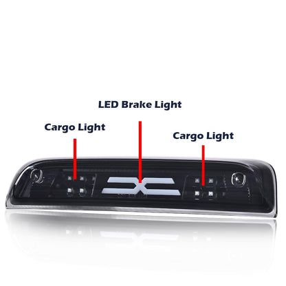 G-PLUS LED 3rd Brake Light Compatible with Chevy Silverado 2014-2020/Fit GMC Sierra 2014-2020 X Type Led Bar High Mount Stop Light Rear Tail Cargo Lamps Black Smoke Lens Black Housing