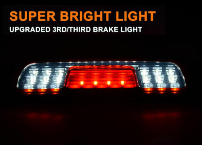G-PLUS High Mount Rear 3rd Third Brake Light Compatible With 2014-2018 Chevy Silverado GMC Sierra 1500 2500 HD 3500 HD LED Cargo Tail Lamp Black Housing Red Smoky Lens