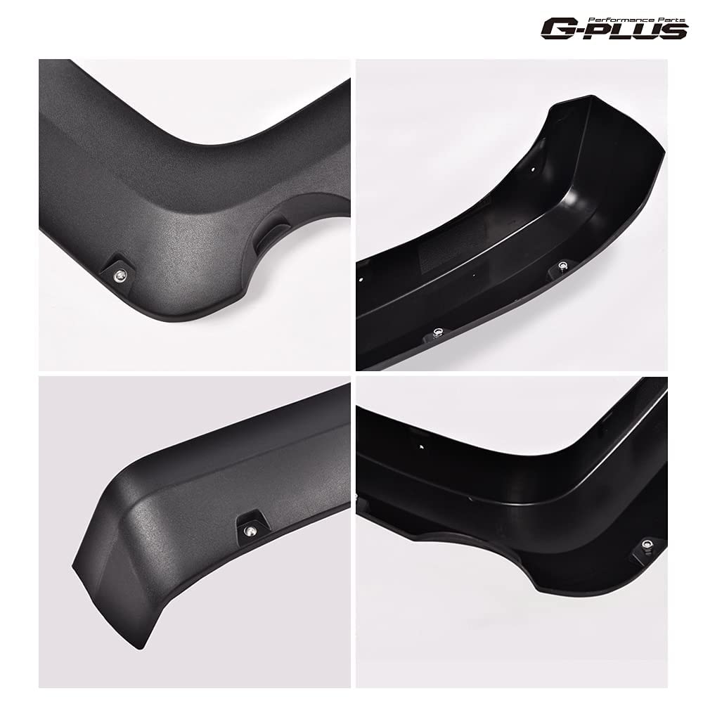 G-PLUS Fender Flares, Compatible with 2014-2018 Chevy Silverado 2500HD/3500HD, (Fit Fleetside with 69.3" Short Bed Crew Cab Models), Textured Black Pocket Rivet Bolt Style Wheel Cover 4pcs