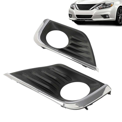 G-PLUS Pair Front Bumper Fog Light Lamp Bezel Covers w/Chrome Trim Compatible with 2016 2017 2018 Nissan Altima 62256-9HS0B+62257-9HS0B NI1038141+NI1039141