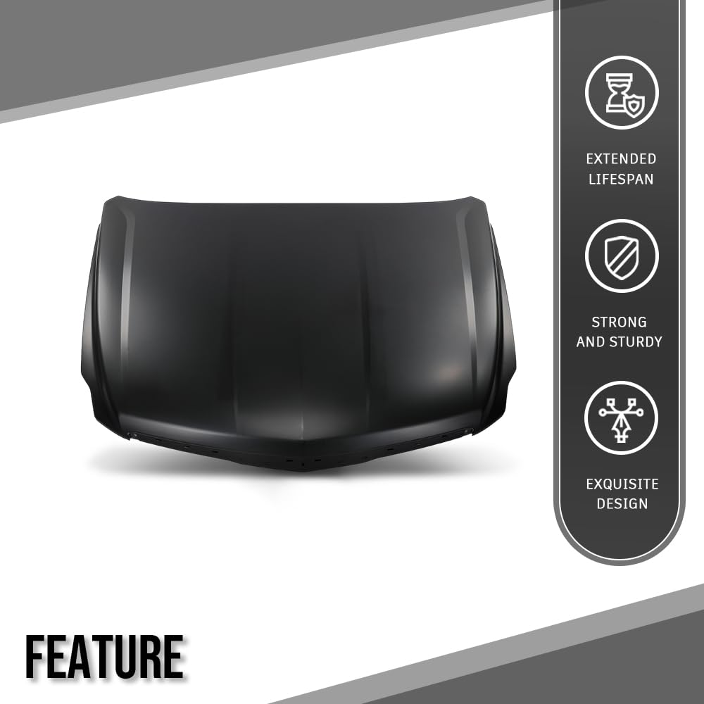 G-PLUS Front Hood Panel Primed Aluminum Compatible with Cadillac Escalade 2015-2019 Black