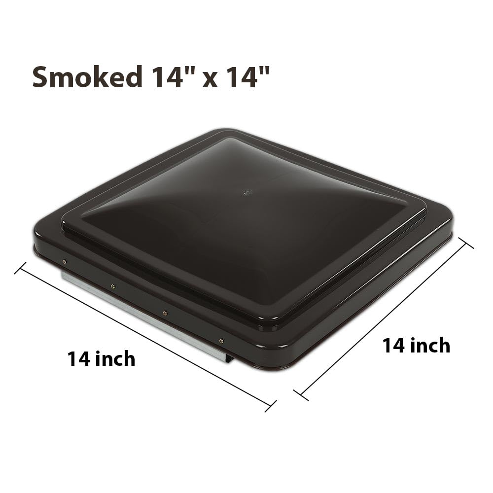 G-PLUS Replacement Roof Vent Cover Camper RV Trailer 14" x 14" Fit for Ventline pre-2008 and Elixir Style Pin 1994 and Newer Smoke 1pcs,Accessories is not assembled