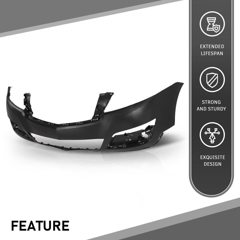 G-PLUS Front Upper Bumper Cover Fascia, Compatible with Chevy Traverse 2013-2017, W/o Parking Aid Sensor Holes, 23328140, GM1014107