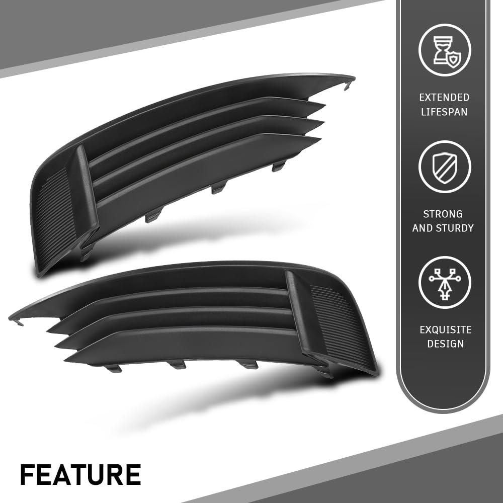 G-PLUS Pair Front Lower Bumper Grilles Covers, Compatible with Audi A3 S3 2013-2017, Left Driver & Right Passenger Side 2PCS, 8V5807682, 8V5807681