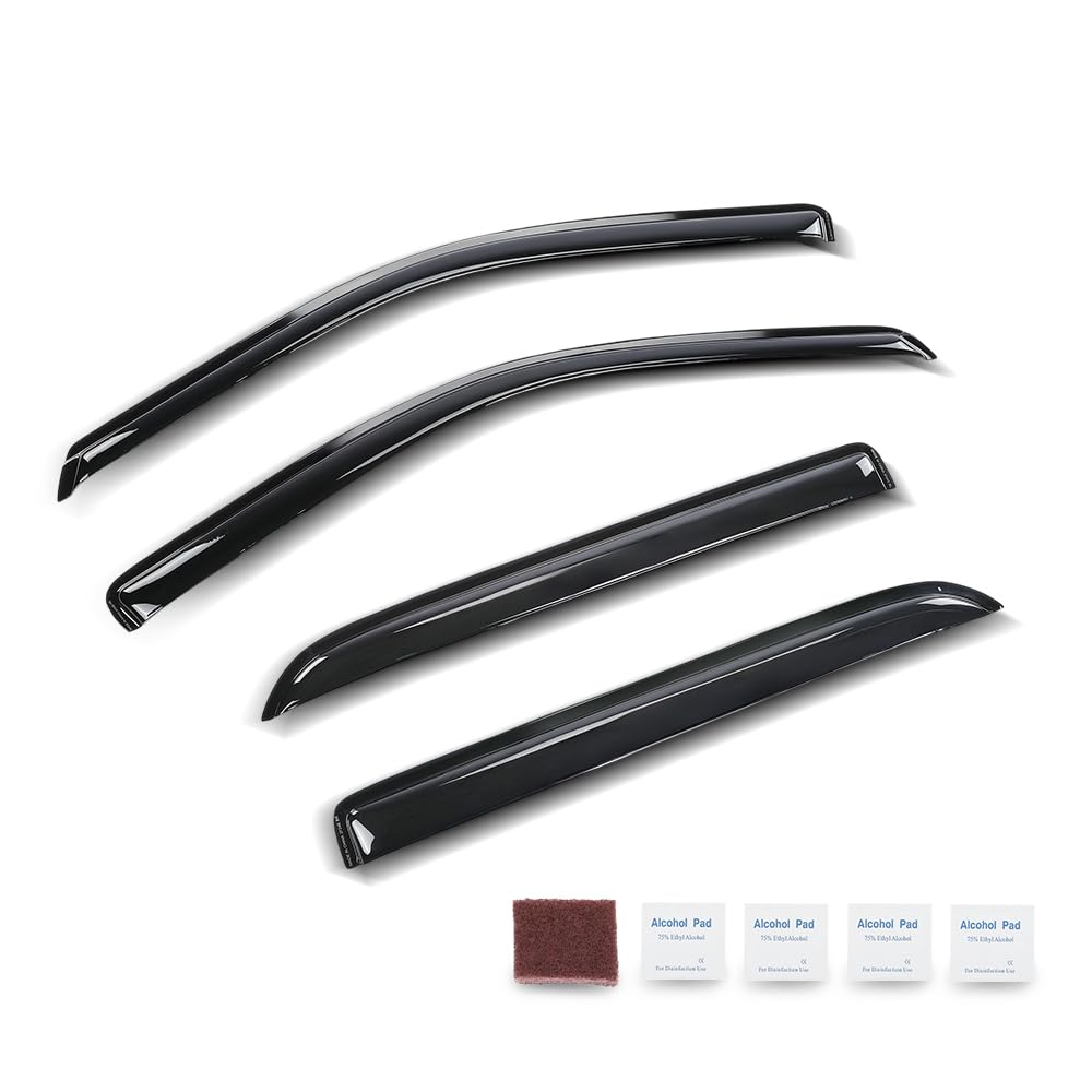 G-PLUS Out-Channel Window Vent Visor Deflectors Rain Guards Fit Dodge Ram 1500 Crew Cab 2009-2018 Fit Ram 2500 & 3500 Crew & Mega Cab 2010-2025 4 PCS Smoky