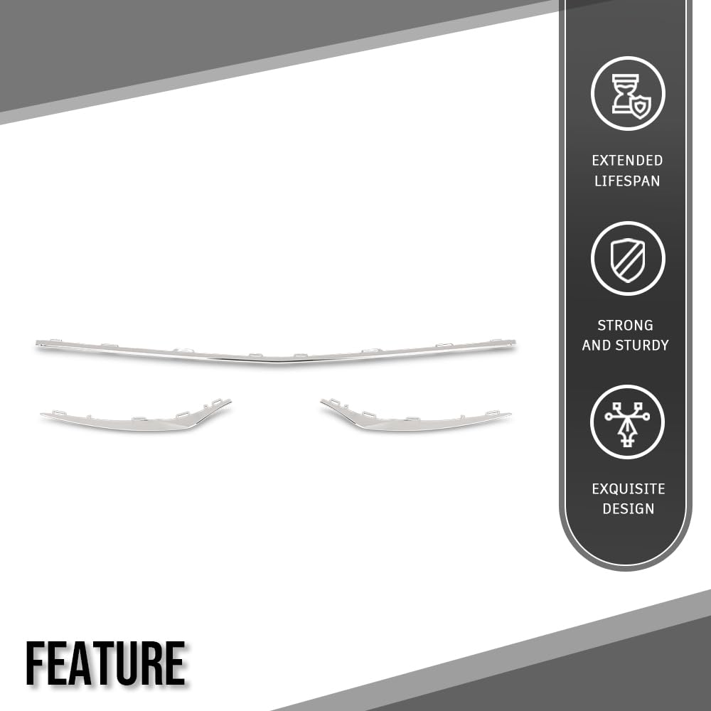 G-PLUS Front Bumper Cover Molding Trim Compatible with Benz W117 CLA Class 2016-2019 1178854900, 1178855000 Silver
