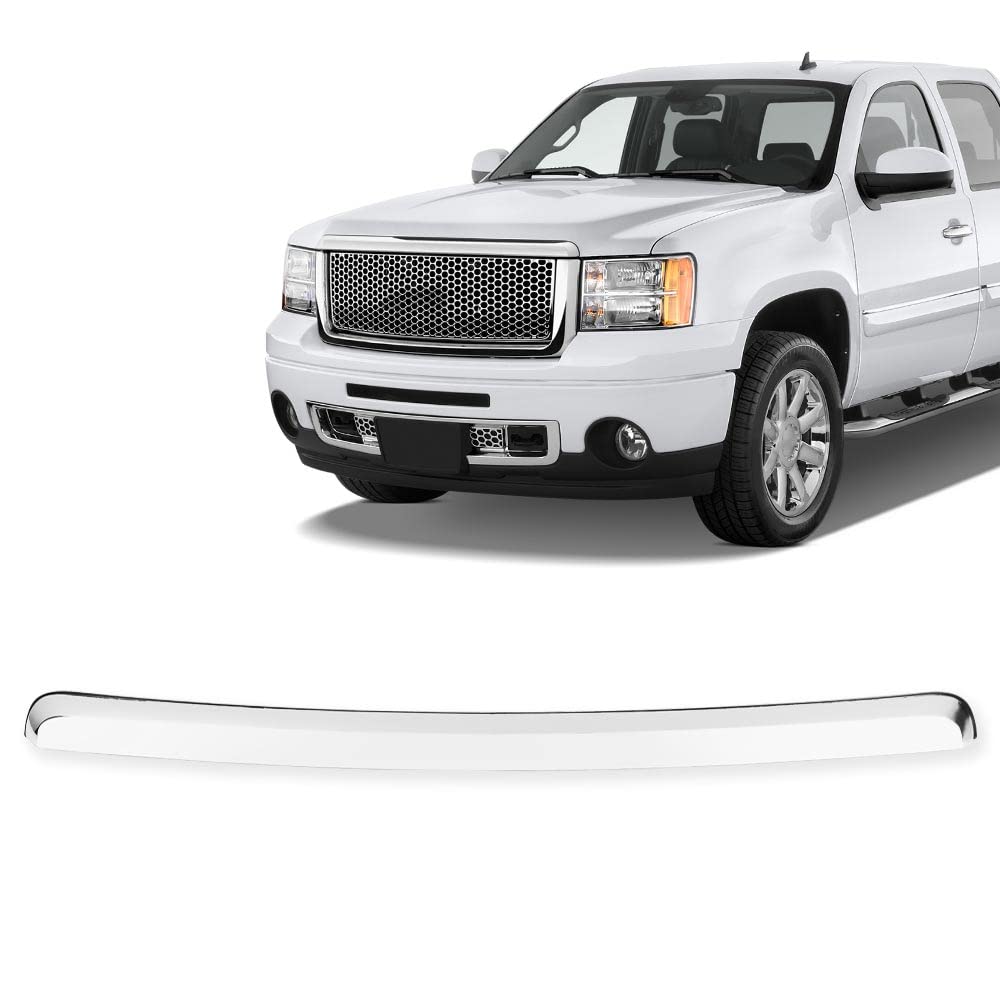 G-PLUS Front Hood Molding Trim Moulding W/ 8 Clips, Compatible with GMC Sierra 1500 2007-2013/ GMC Sierra 2500 HD 3500 HD 2007-2010 GM1235109 10385156 (Silver)