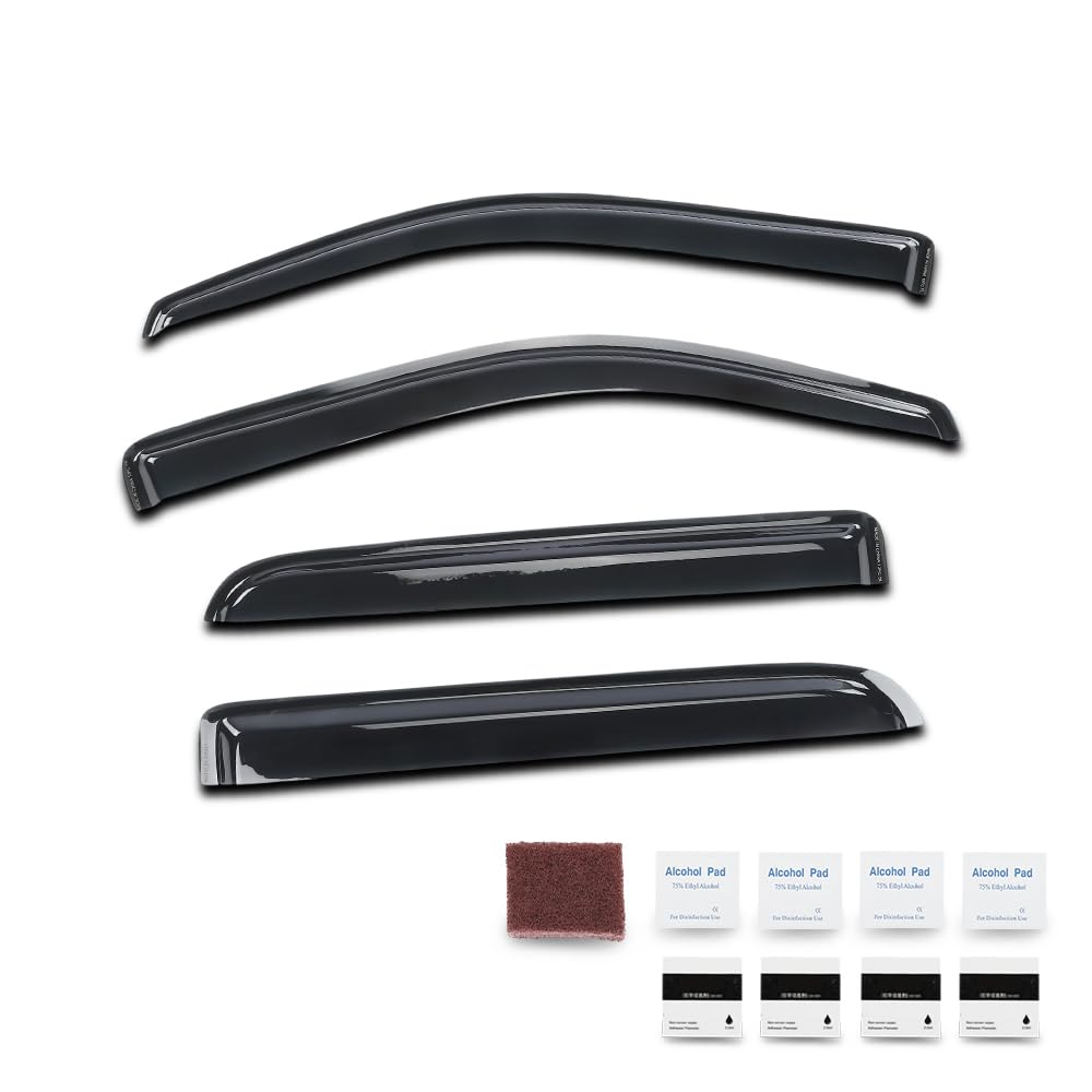 G-PLUS Out-Channel Mount Ventvisor Window Deflectors Compatible with Ford F150 SuperCrew Crew Cab 2009-2014 Fit Ford F150 SVT Raptor SuperCrew Cab 2010-2014 4 PCS Smoky