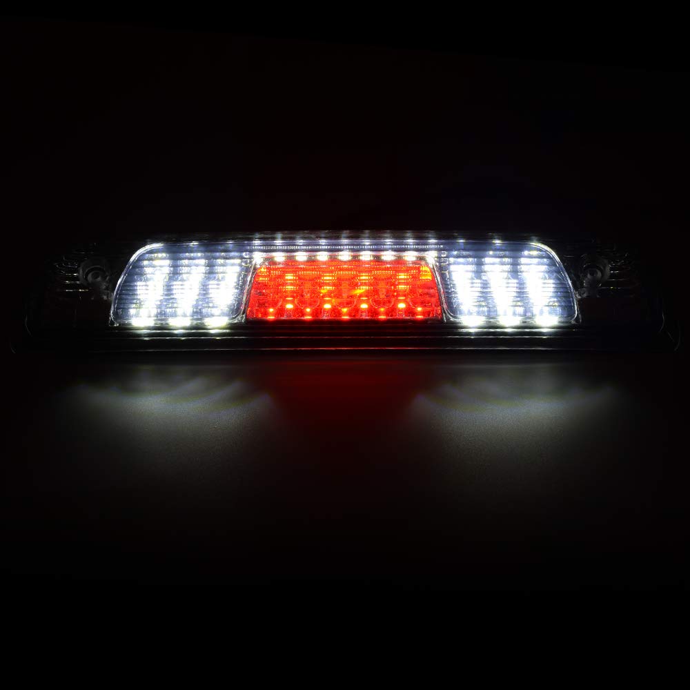G-PLUS Rear LED Third Brake Light Compatible With 2014-2018 Chevy Silverado/GMC Sierra1500/2500HD/3500,3RD Cargo Led Tail Lamps Chrome Housing,Clear Smoky lens